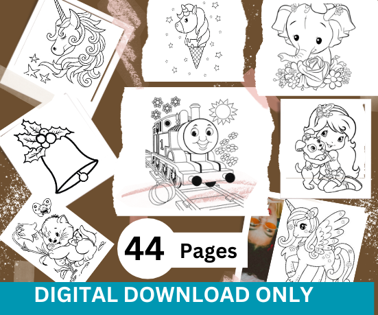 digital-product | 44 Printable coloring pages for kids, preschoolers,book