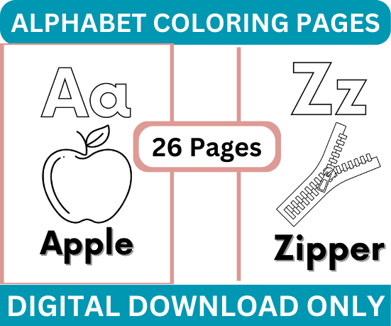 digital-product | 26 Printable Alphabet Coloring Pages Worksheets
